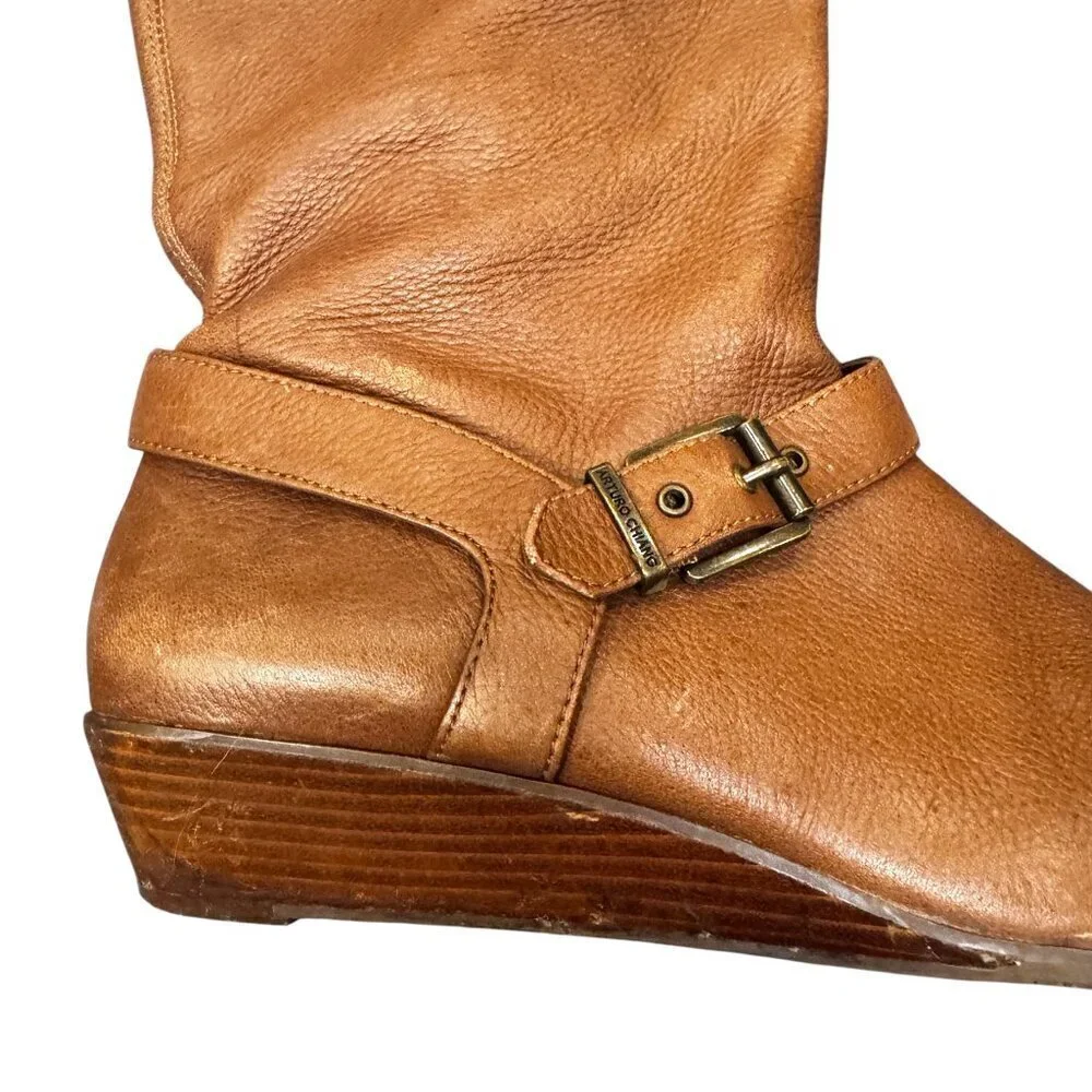 Arturo Chiang Women's Leather Knee High Riding Boots | Size 9M